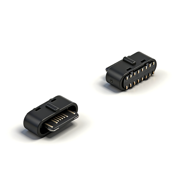 A011658A TYPE C Female Connector, 16Pin, Vertical Type, Two-Pin Through-Hole, SMT, Length=6.0, All-Plastic Custom Version