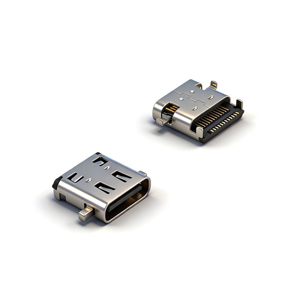 C392405A TYPE C Female Connector, 24Pin, Recessed 1.45, 4-Pin Through-Hole SMT+SMT, L=8.55, Single Shell, Straight Edge