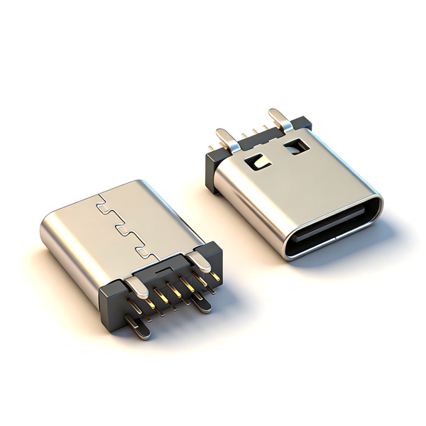 A031407A USB Type C Female Connector 14Pin, Vertical 4-Pin Through-Hole DIP (Solid Pin / Fishhook Pin), L=8.2/9.3/9.8 (Shell-Free)/10.0/10.5/10.7/11.0/11.5/12.0