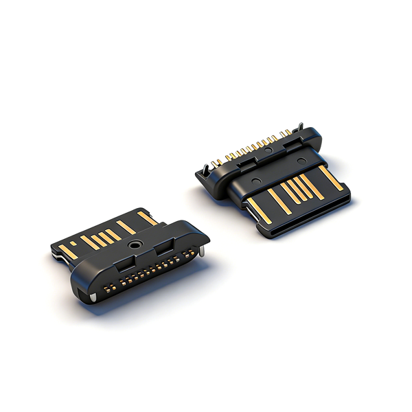 A031408A USB Type C Female Connector 14Pin, Reverse SMT, 1.6mm Sinking Depth, Rear 2-Pin Through-Hole SMT, L=6.65, CH=0.00, Shell-Free Version